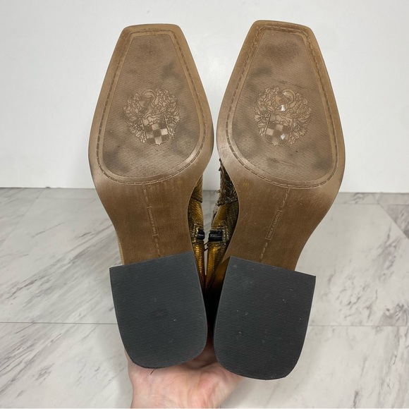 Vince Camuto Sojetta Gold Square Toe Heeled Bootie 8M - Picture 15 of 16